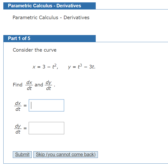 Parametric Calculus - Derivatives Parametric Calculus - Derivatives Part 1 of 5