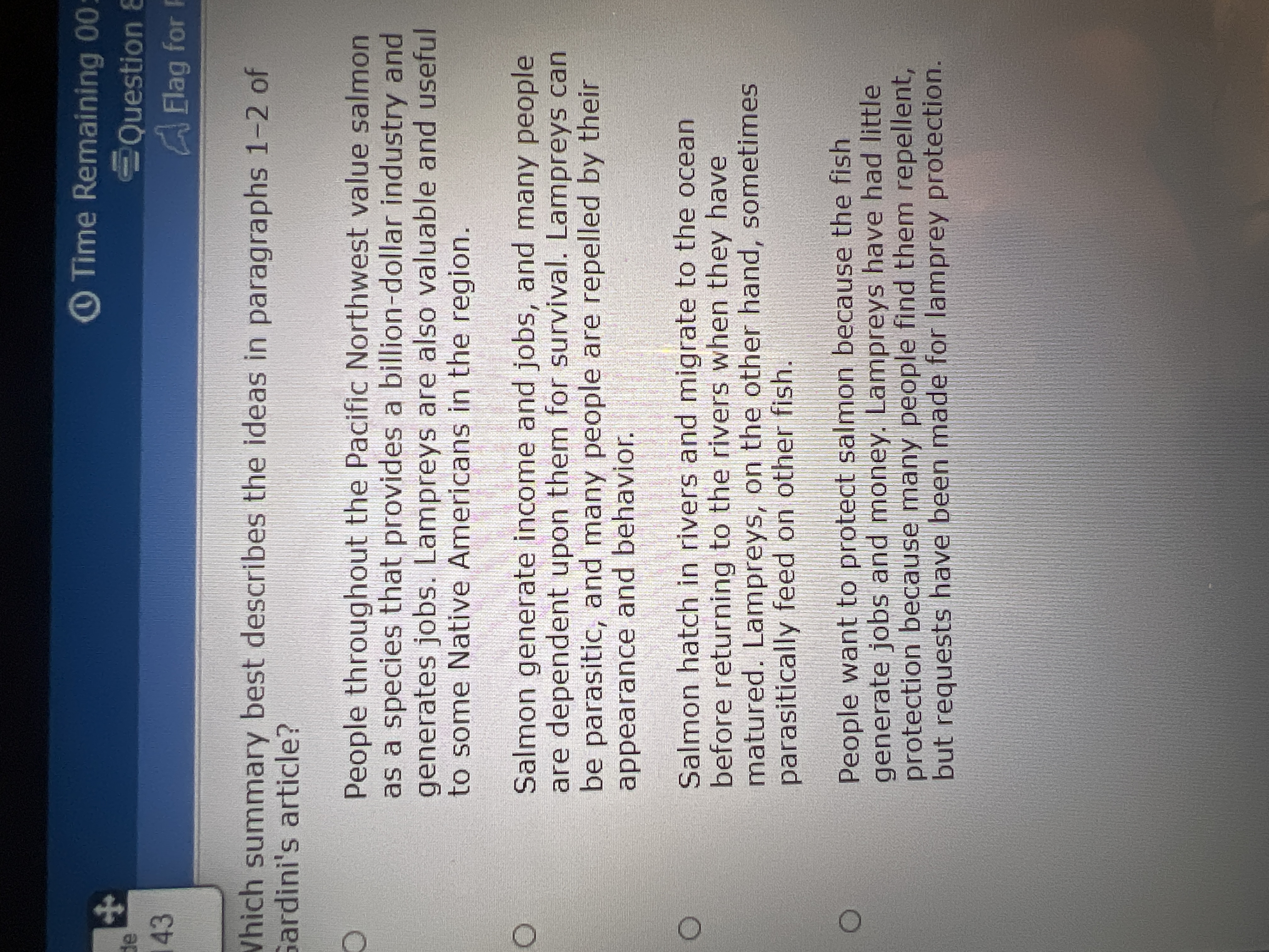 de 43 + Time Remaining 00 Question & Elag for P Which