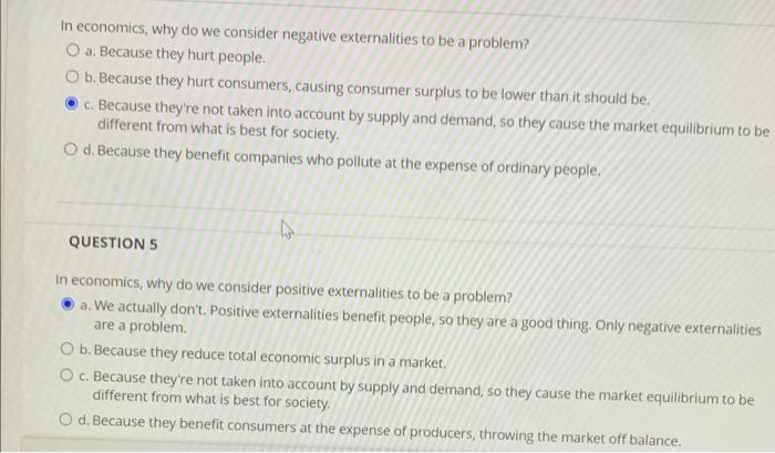 In economics, why do we consider negative externalities to be a problem?