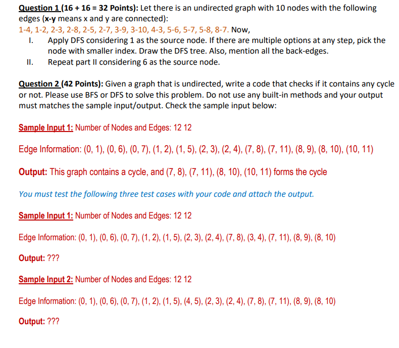 Question 1 (16 + 16 = 32 Points): Let there is an