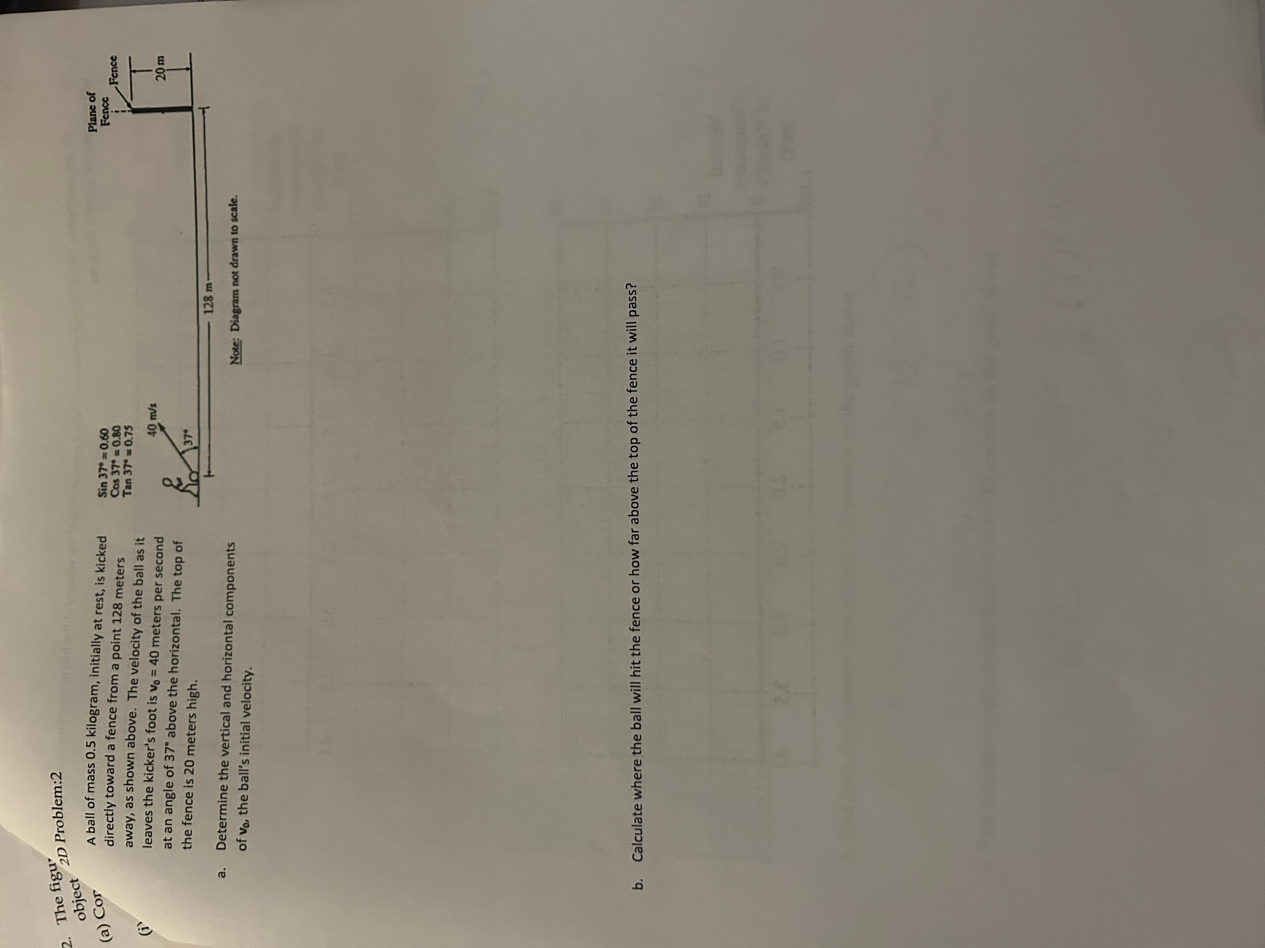 2. The figu object 2D Problem:2 (a) Cor (i) a. A ball