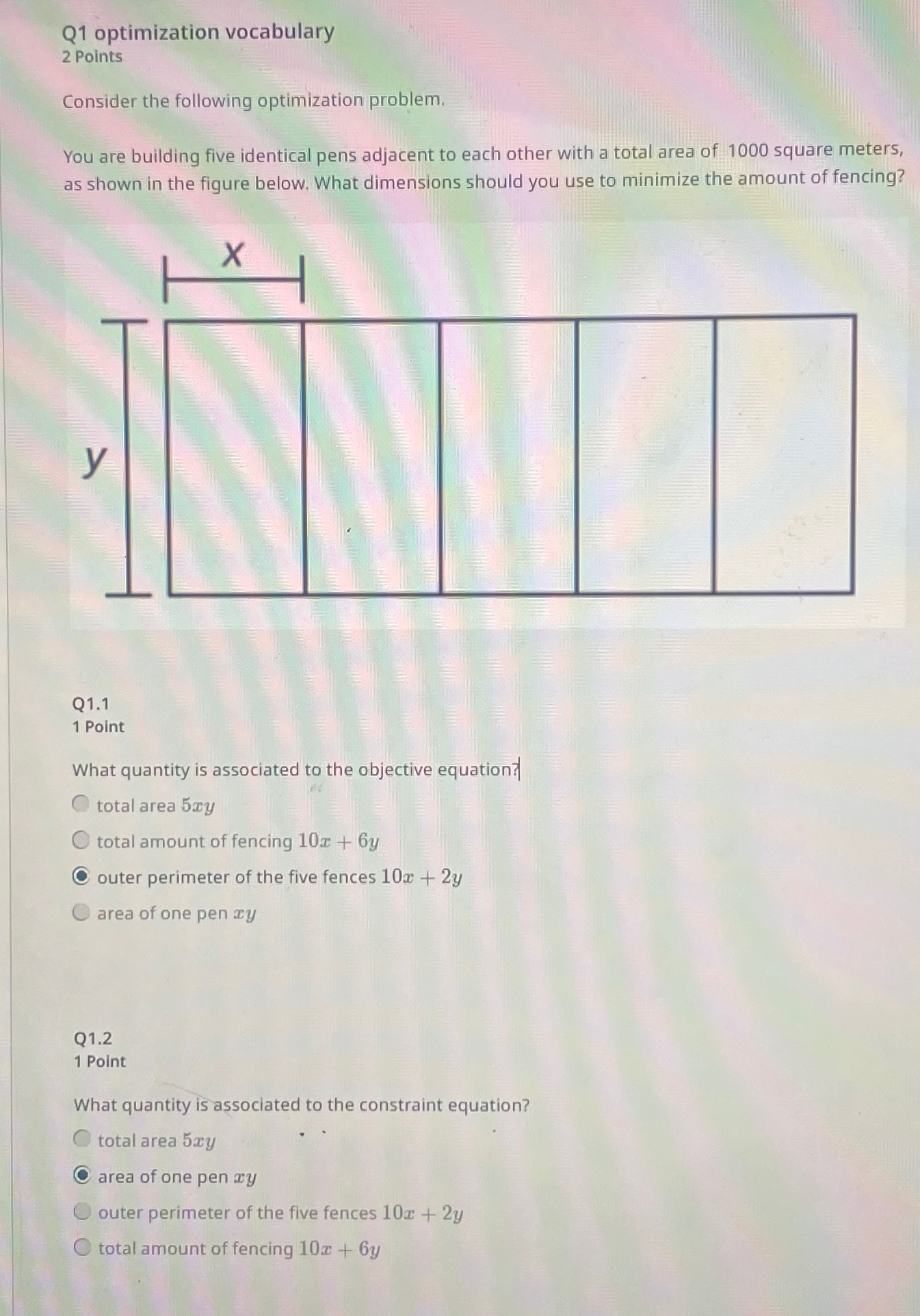 Q1 optimization vocabulary 2 Points Consider the following optimization problem. You are