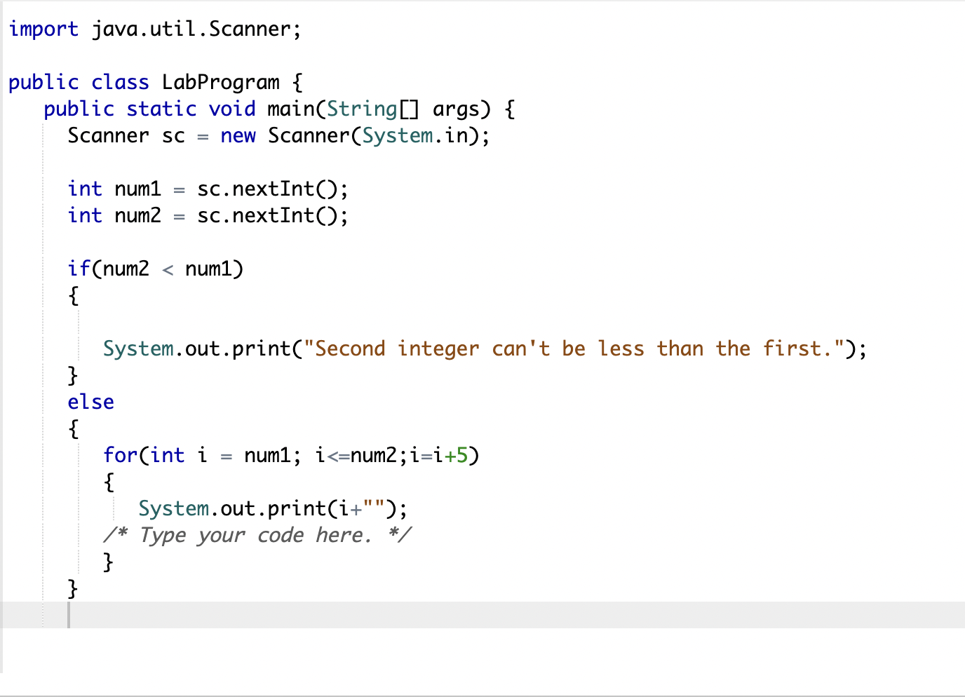 import java.util.Scanner; public class LabProgram { public static void main(String[] args) {