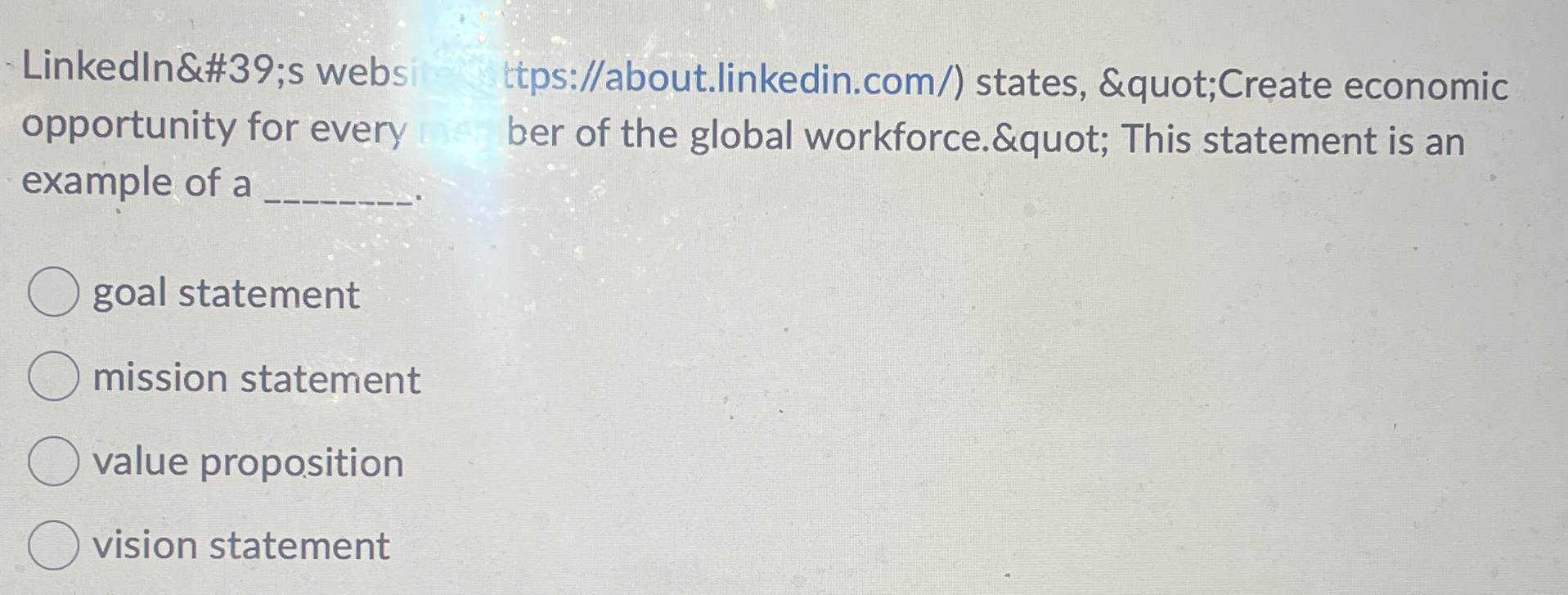 Linkedlns website https://about.linkedin.com/) states, "Create economic opportunity for every map ber of
