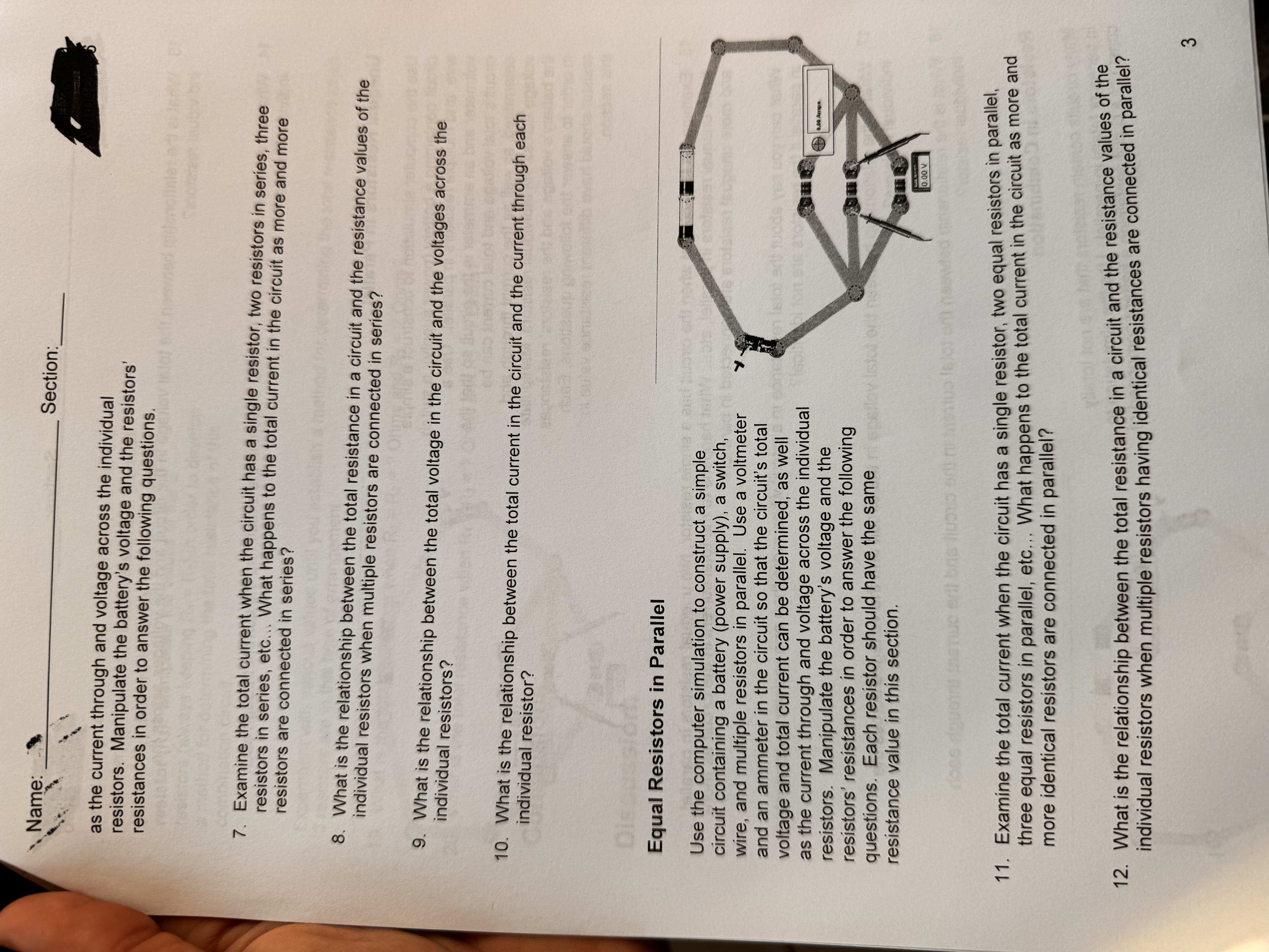 current examine how changes in battery voltage affect current use simulated multi-meters