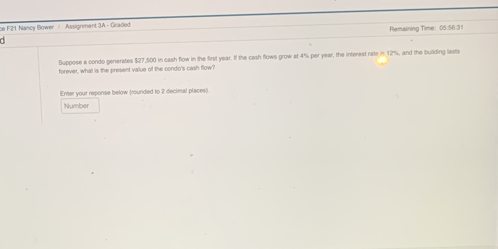 Ce F21 Nancy Bower / Assignment 3A - Graded d Remaining Time: