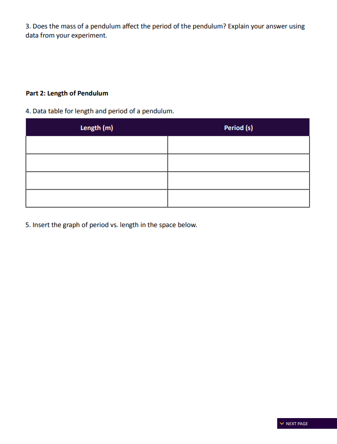 pendulum. Click the "Lab" mode of the simulation. You will see the