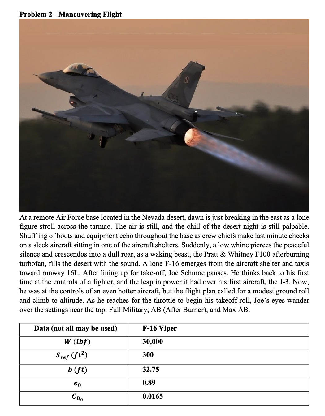 Problem 2 - Maneuvering Flight At a remote Air Force base located