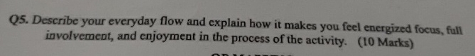Q5. Describe your everyday flow and explain how it makes you feel
