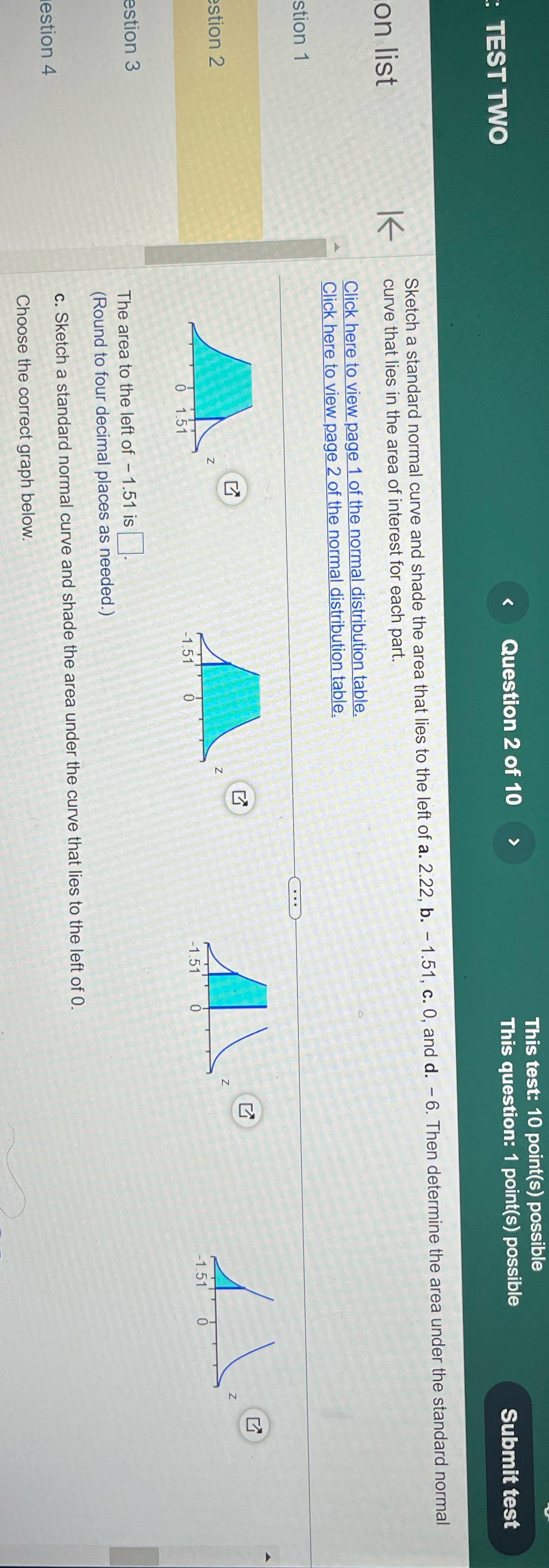 :: TEST TWO on list stion 1 estion 2 estion 3 estion