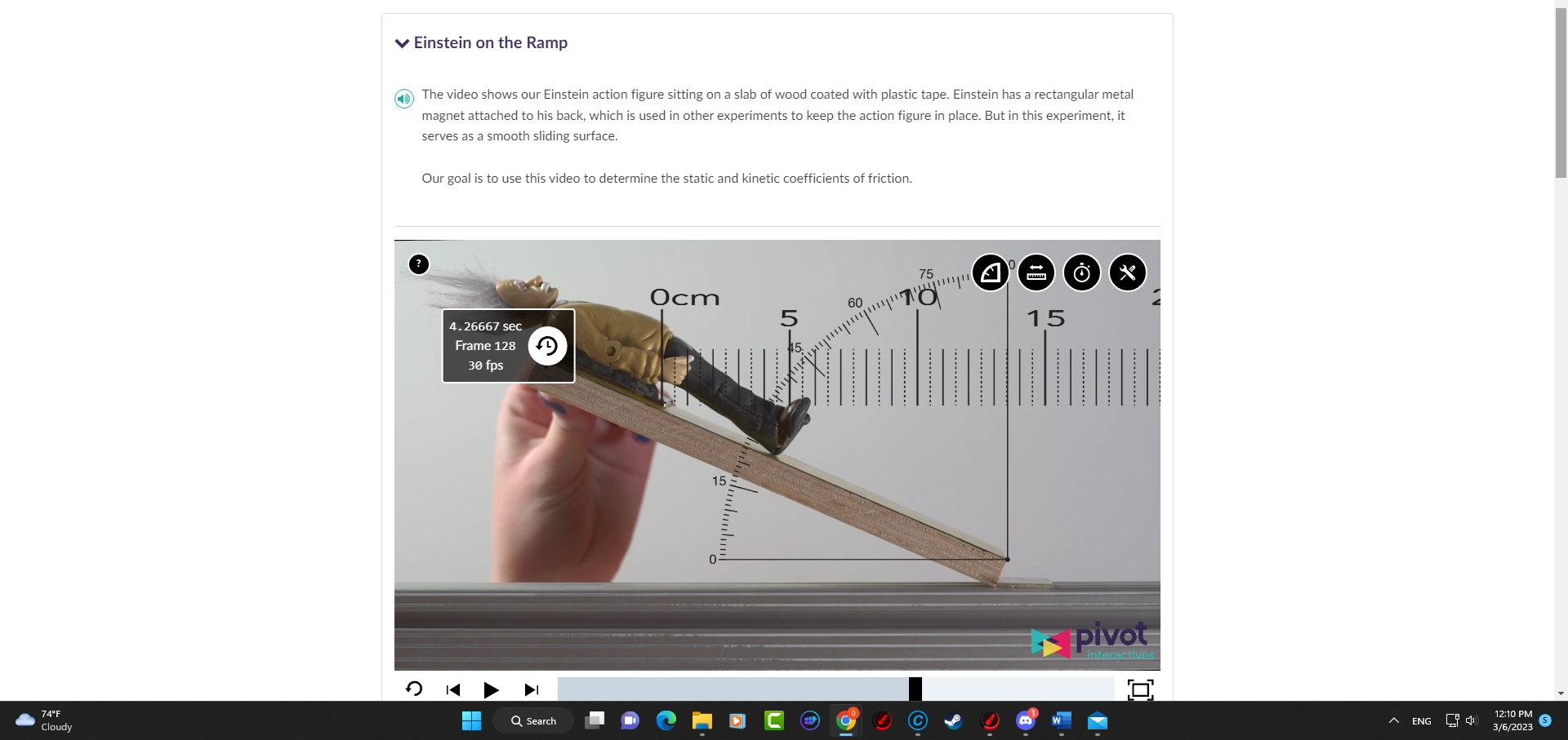 74F Cloudy Einstein on the Ramp The video shows our Einstein action