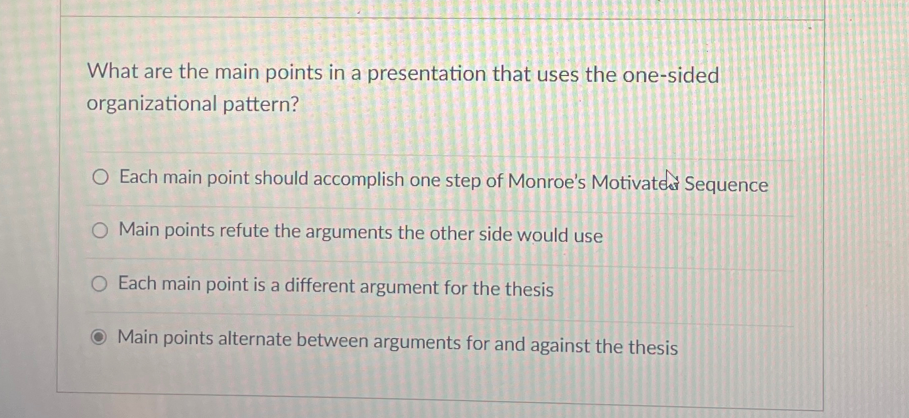 What are the main points in a presentation that uses the one-sided