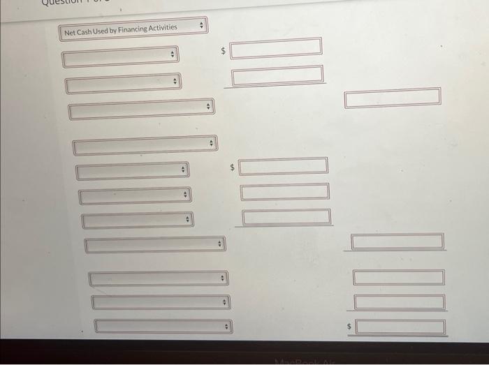receivable 98,600 88,160 Inventory 197,200 219,240 Land 92,800 116,000 Equipment 301,600. 232,000