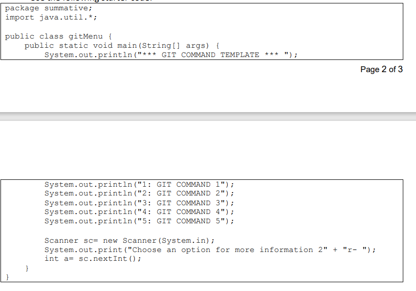 package summative; import java.util.*; public class gitMenu { public static void main(String[]