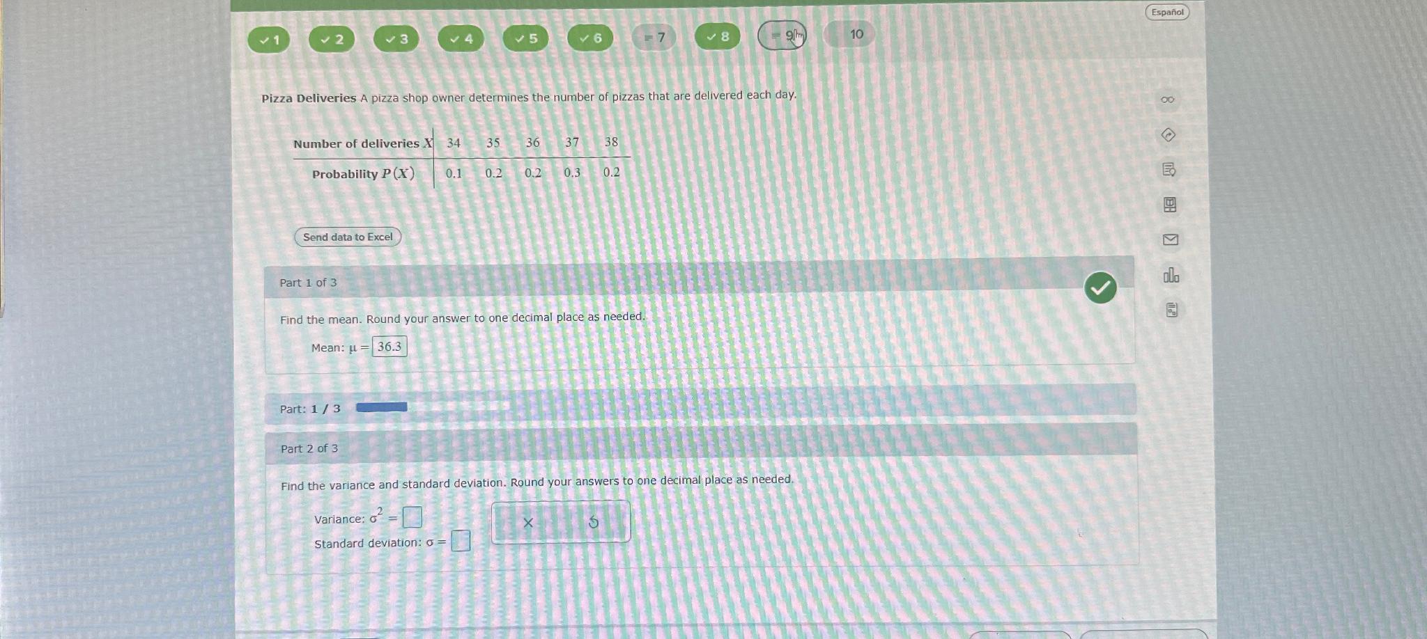 Espaol 3 4 5 6 =7 8 9m 10 Pizza Deliveries A