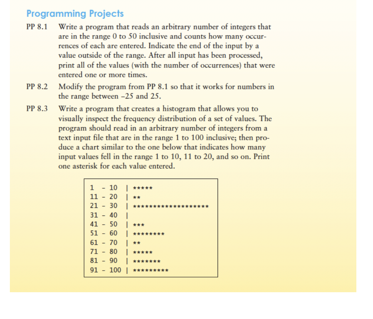 Programming Projects PP 8.1 Write a program that reads an arbitrary number
