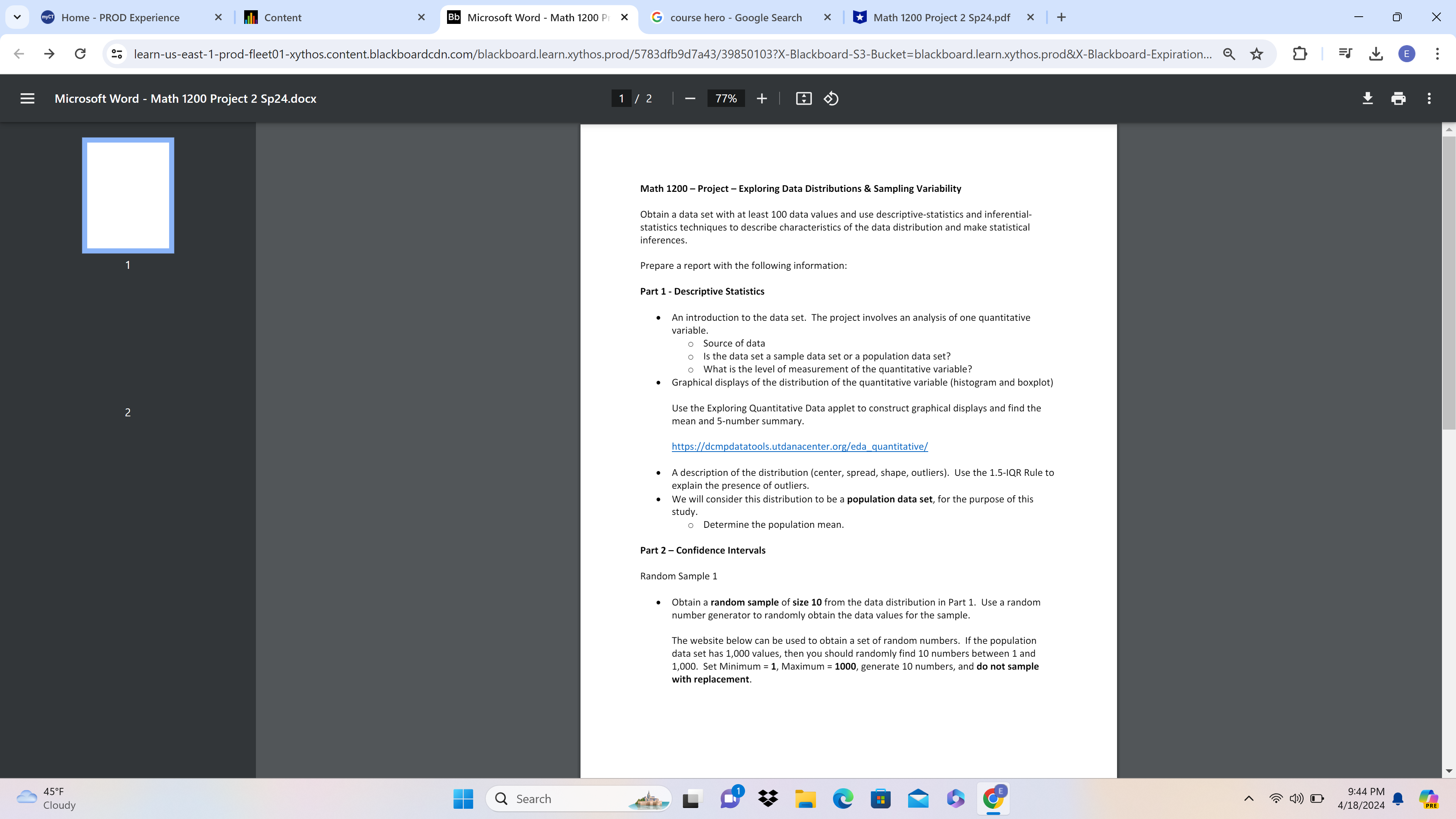 myCT Home - PROD Experience Content Bb Microsoft Word - Math 1200
