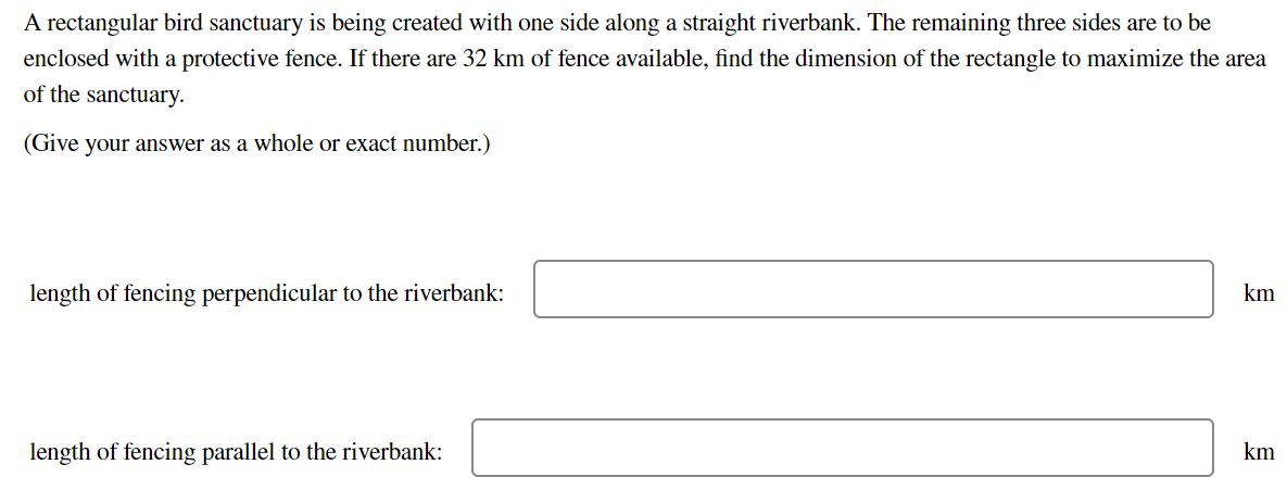 A rectangular bird sanctuary is being created with one side along a