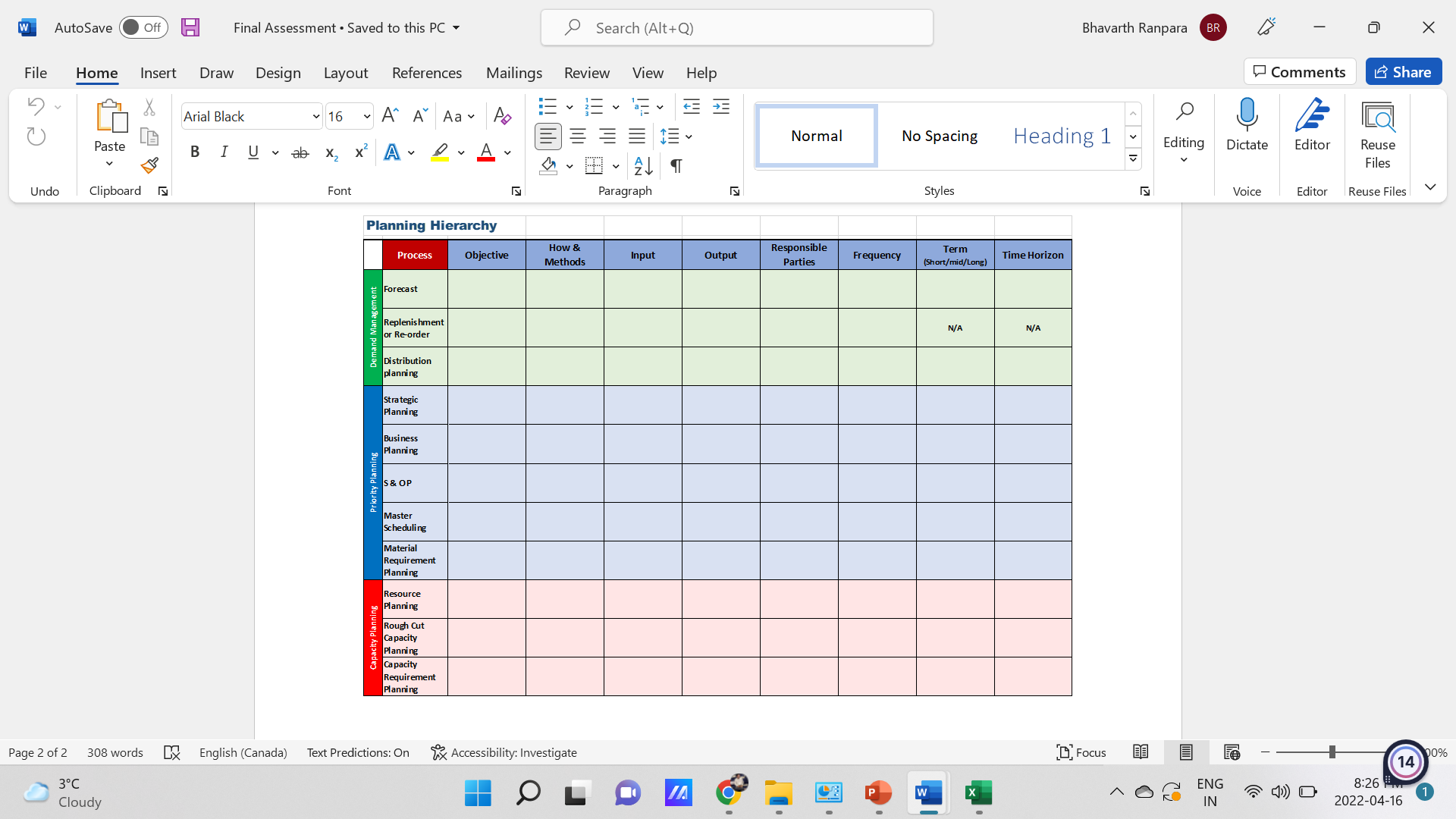 W AutoSave Off Final Assessment Saved to this PC Search (Alt+Q) Review