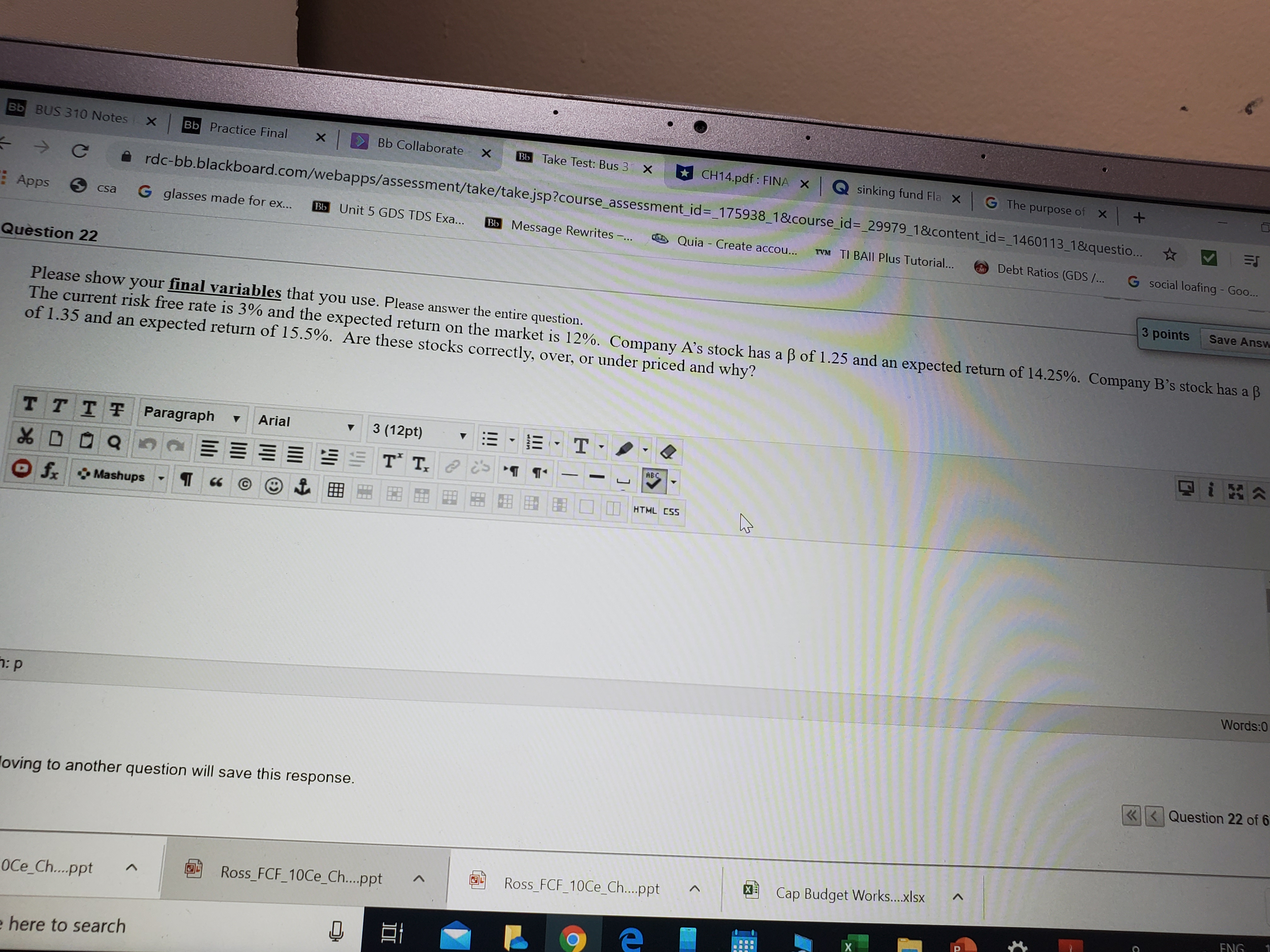 Bb BUS 310 Notes X Bb Practice Final X Bb Collaborate X