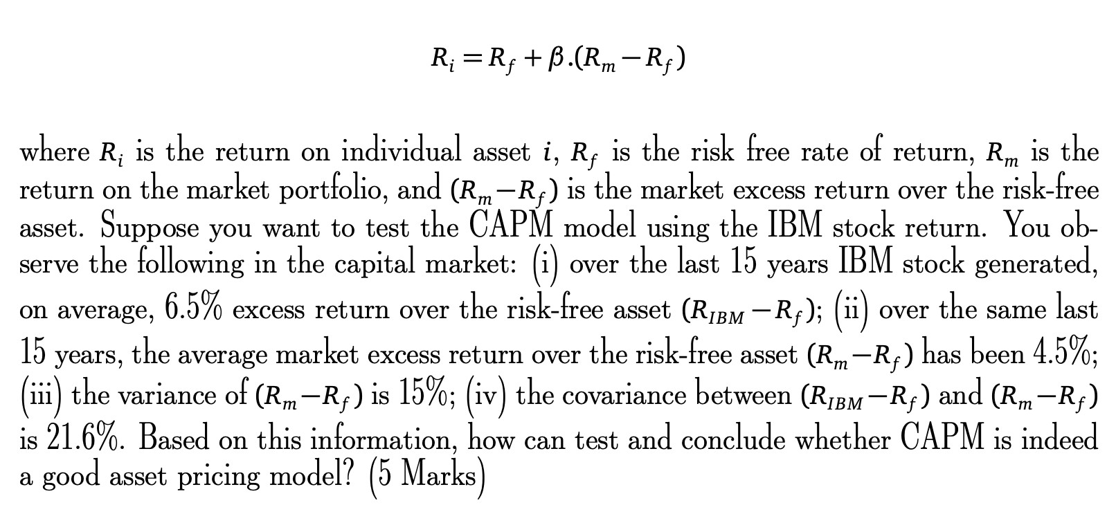 R = R +.(RmR) same last where R, is the return on