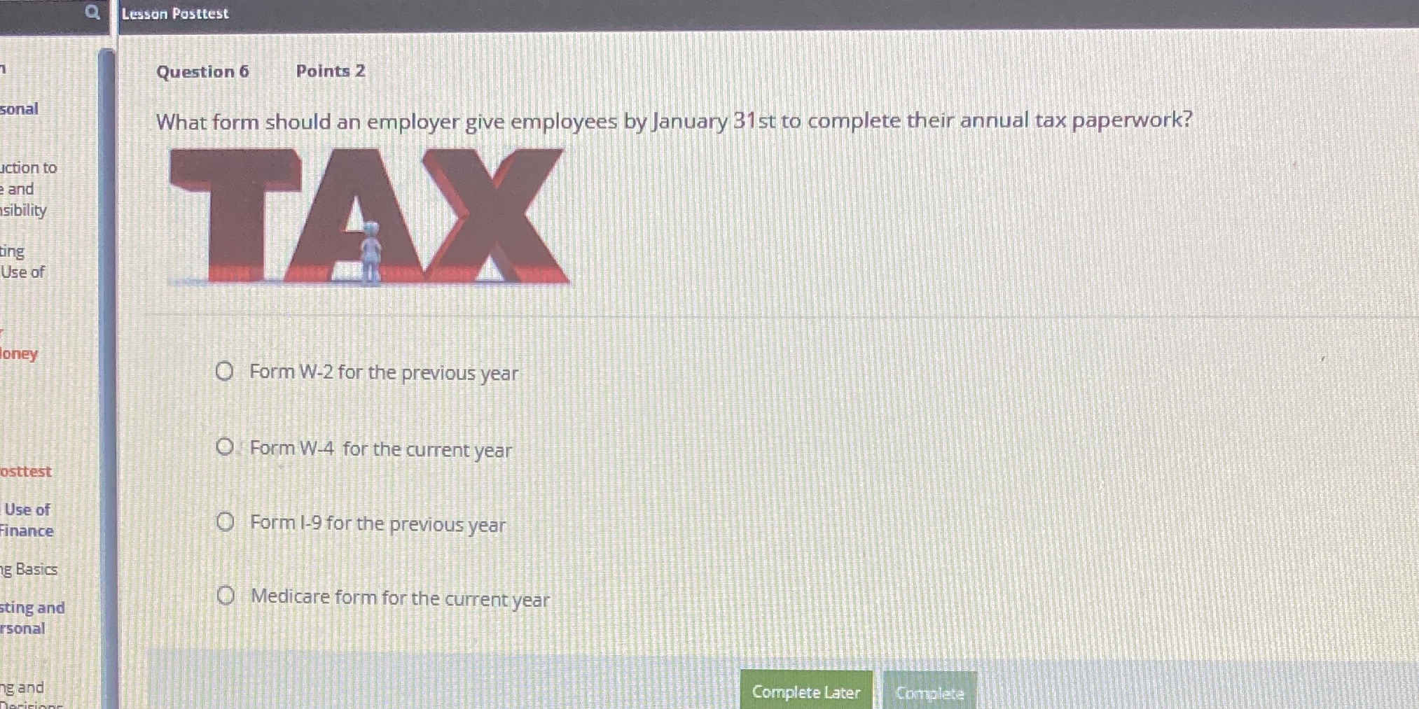 1 sonal Lesson Posttest Question 6 Points 2 uction to e and