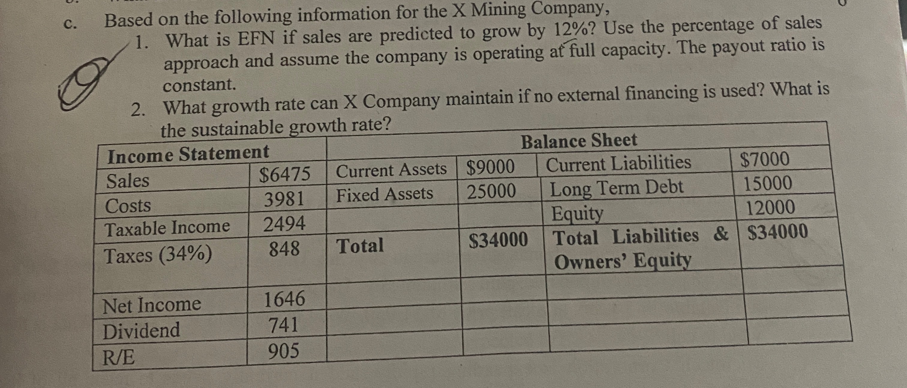 C. Based on the following information for the X Mining Company, 1.