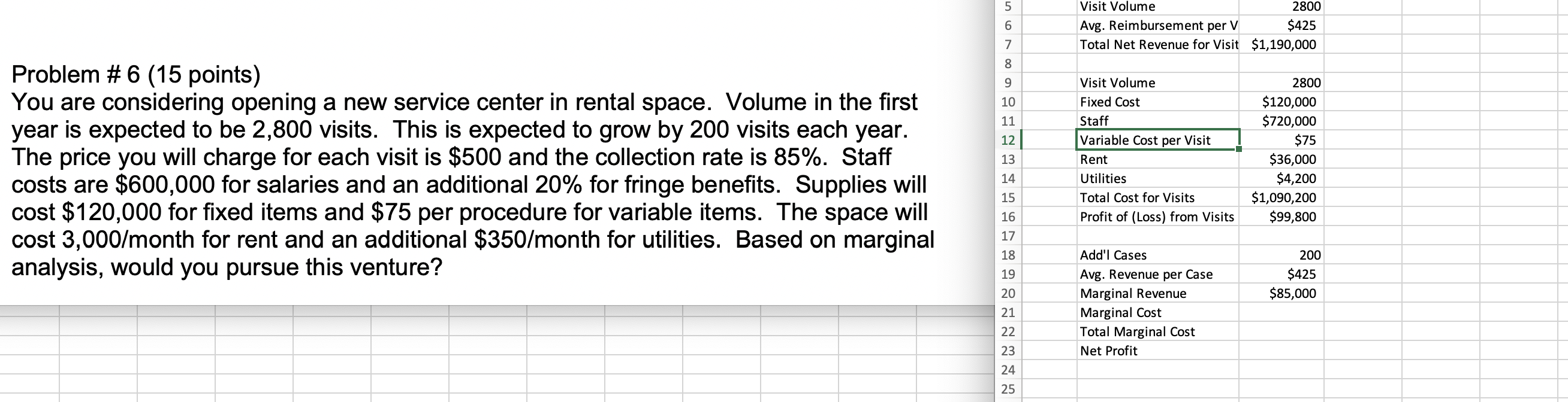 Problem # 6 (15 points) You are considering opening a new service