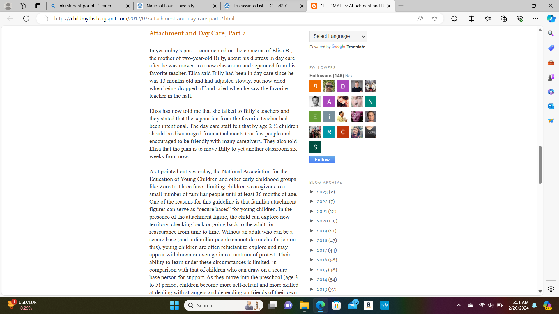 concerned about her toddler and his behavior at day care. She commented