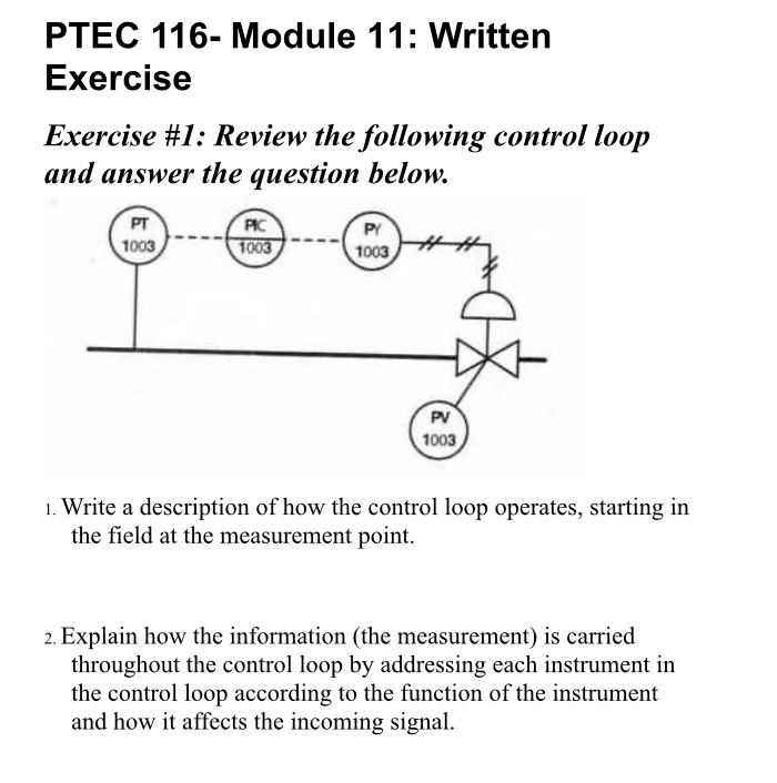 PTEC 116- Module 11: Written Exercise Exercise #1: Review the following control