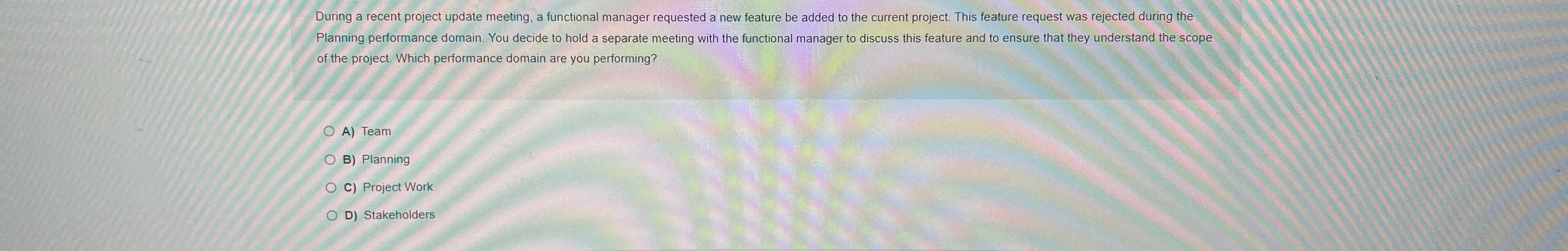 During a recent project update meeting, a functional manager requested a new
