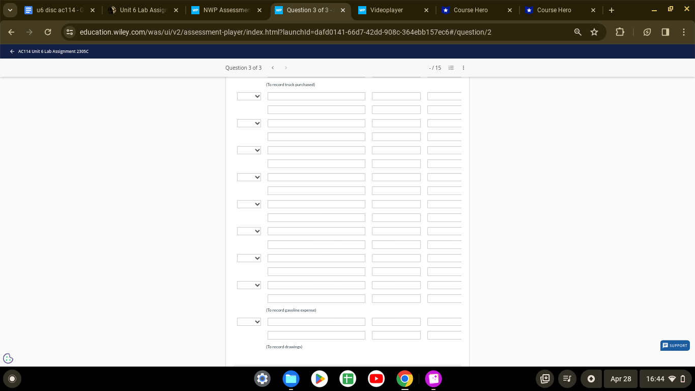 Course Hero C education.wiley.com/was/ui/v2/assessment-player/index.html?launchld=dafd0141-66d7-42dd-908c-364ebb157ec6#/question/2 AC114 Unit 6 Lab Assignment 2305C Question 3