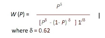 W (P) = [p -(1-P) 11/8 where 8 = 0.62