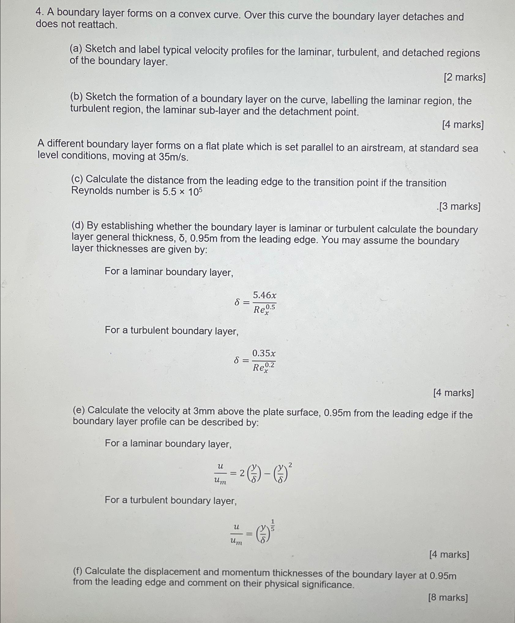 4. A boundary layer forms on a convex curve. Over this curve