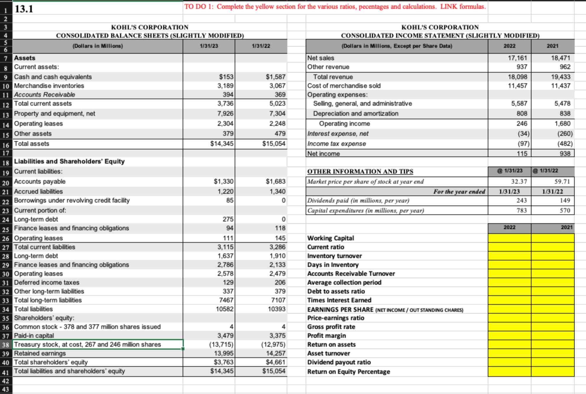 1 13.1 2 TO DO 1: Complete the yellow section for the