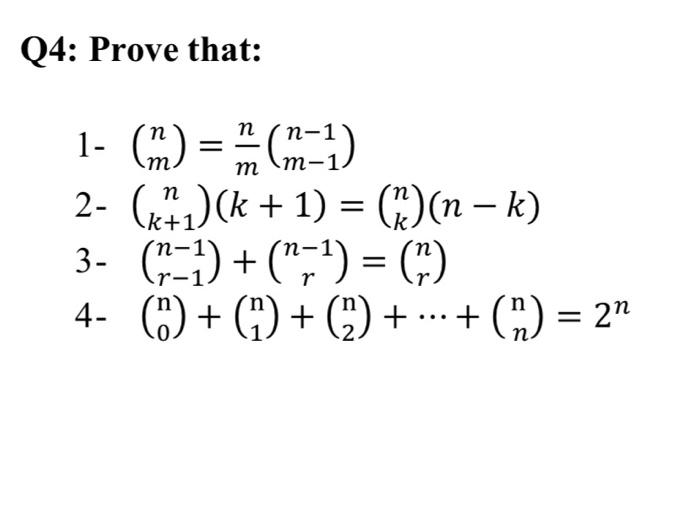 Q4: Prove that: n 1- (m) = (m-) n mm-1. - 2-