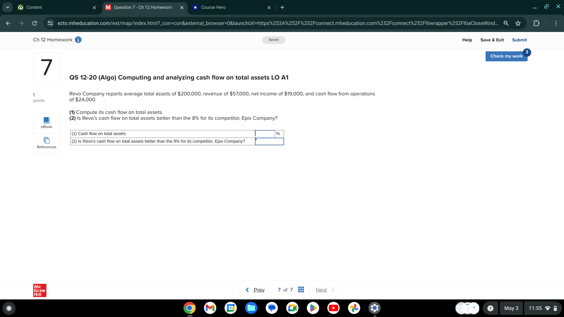 > Content M Question 7 - Ch 12 Homework Course Hero x