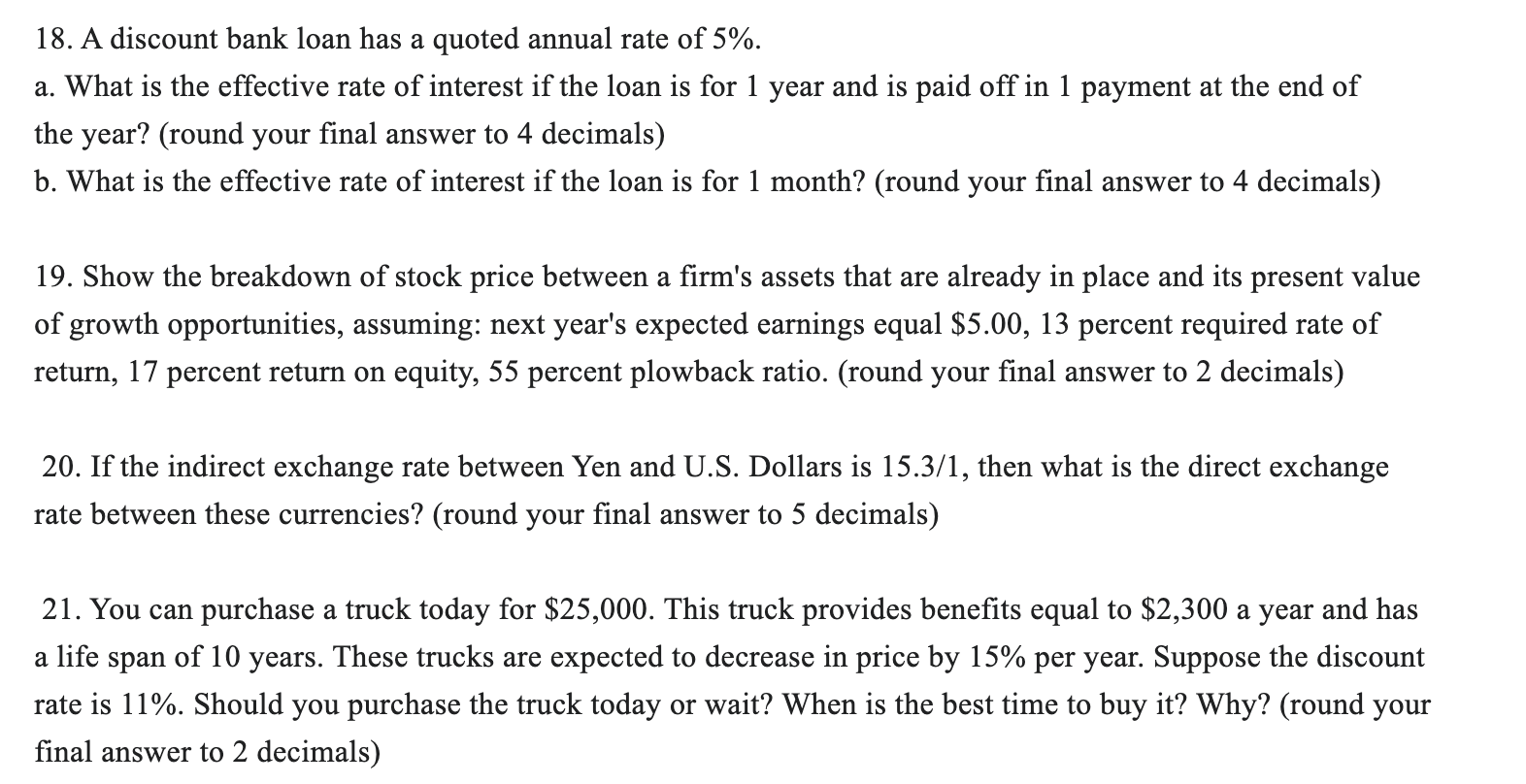 PV. FV, N, ...), and then the final answer. Excel solutions are