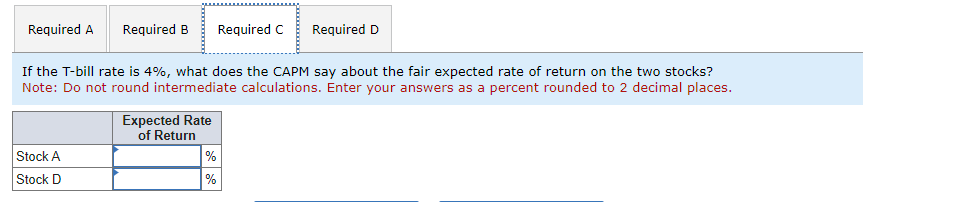 an aggressive stock A, and a defensive stock D. Scenario Bust Market