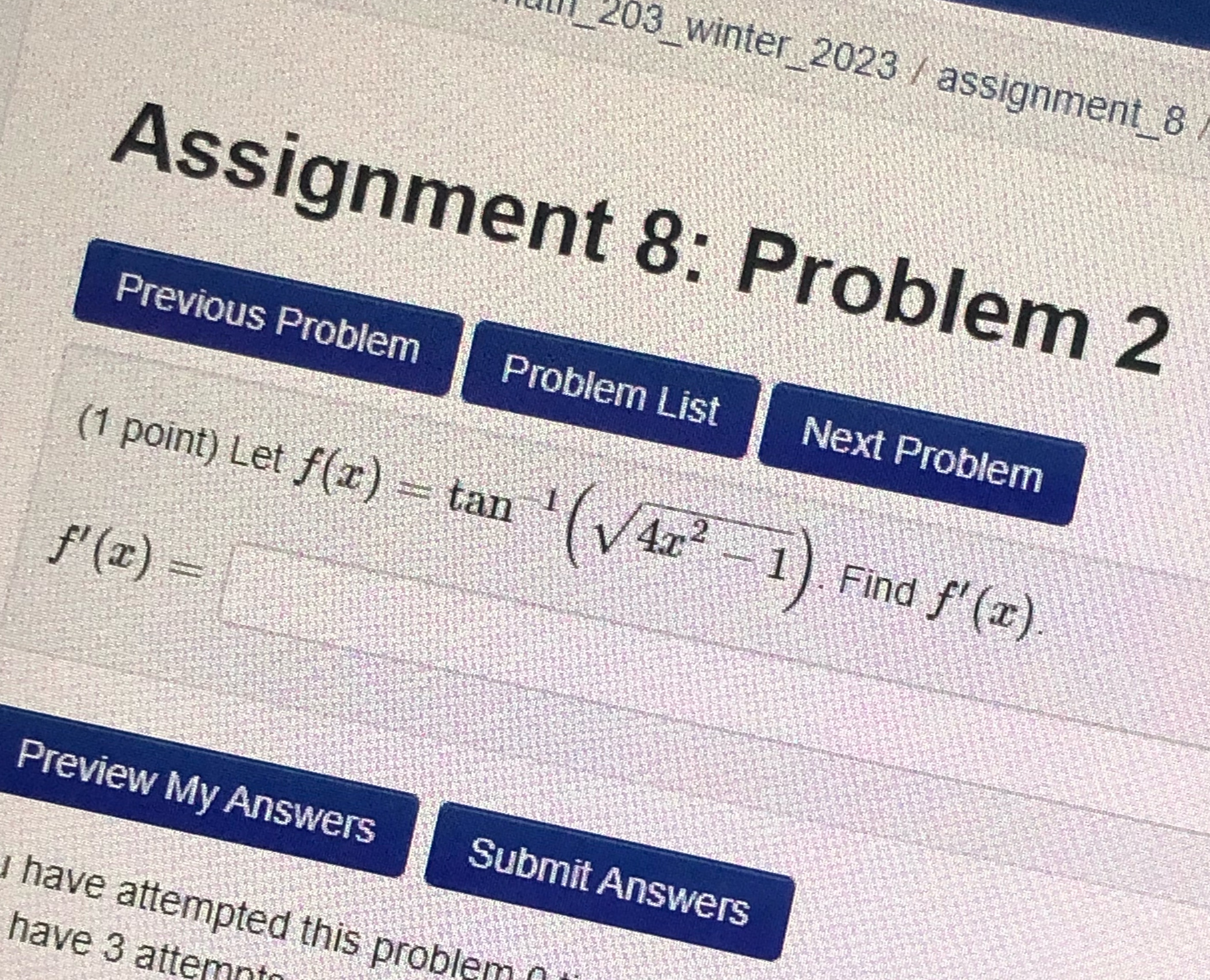 203_winter_2023 / assignment_8 Assignment 8: Problem 2 Previous Problem Problem List Next