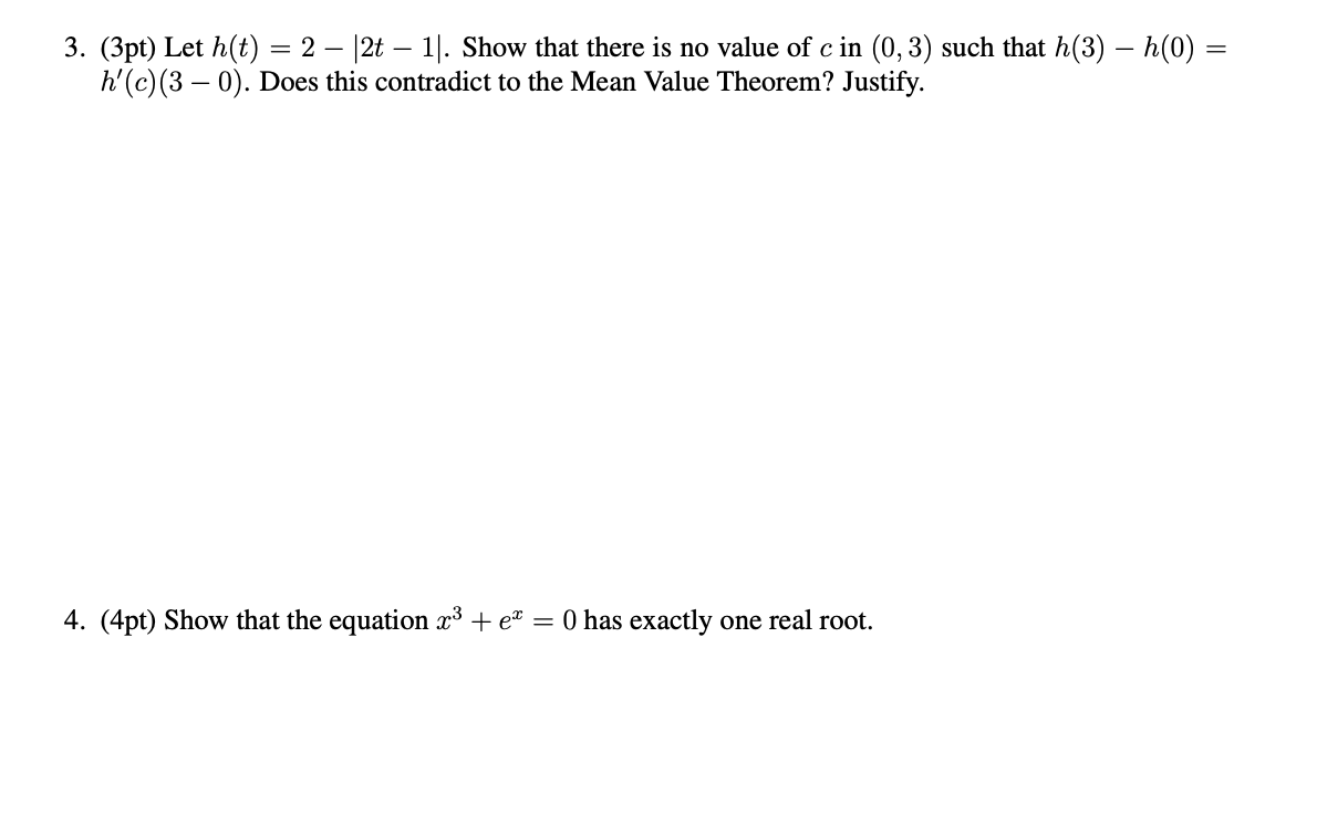 - 3. (3pt) Let h(t) = 2 - |2t 1|. Show that