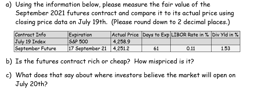 a) Using the information below, please measure the fair value of the