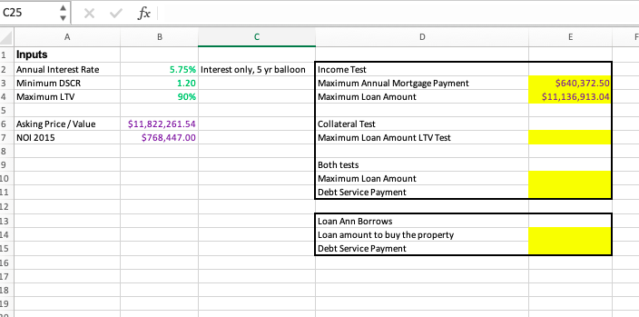 25 C25 fx B 1 Inputs 2 Annual Interest Rate 3 Minimum