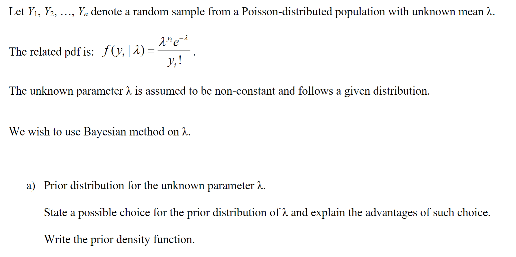 Let Y, Y2,..., Y, denote a random sample from a Poisson-distributed population