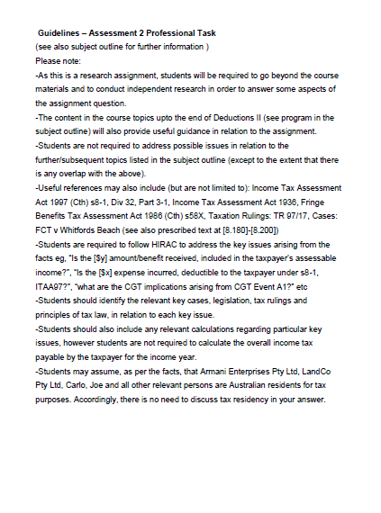 stores. Armani Enterprises Pty Ltd also has a small number of investments.