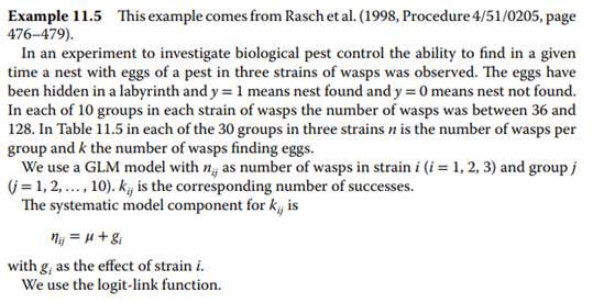Example 11.5 This example comes from Rasch et al. (1998, Procedure 4/51/0205,