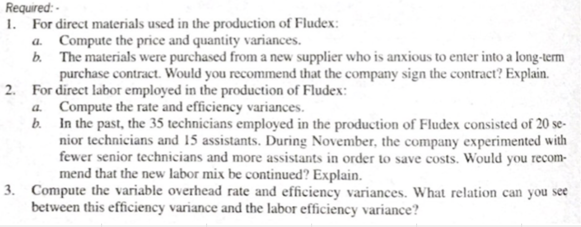 distilling process. The company has developed standard costs for one unit of