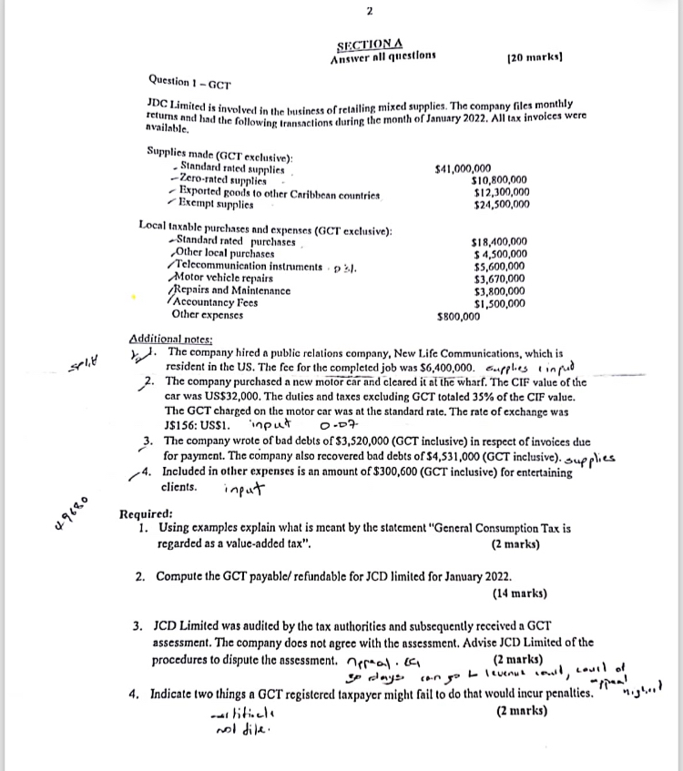 49680 selit 2 Question 1-GCT SECTION A Answer all questions [20 marks]