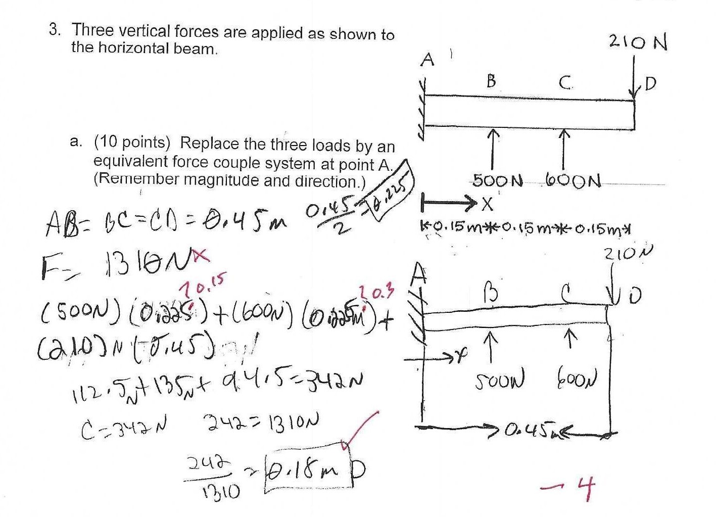 corners A and C. y 1 151bl a) (10 points) Determine the