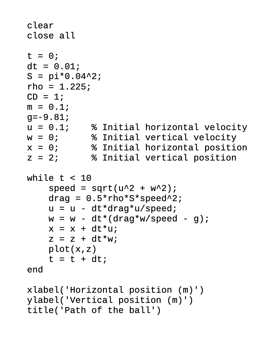 a ball changes subject to gravity and drag. The inclusion of drag